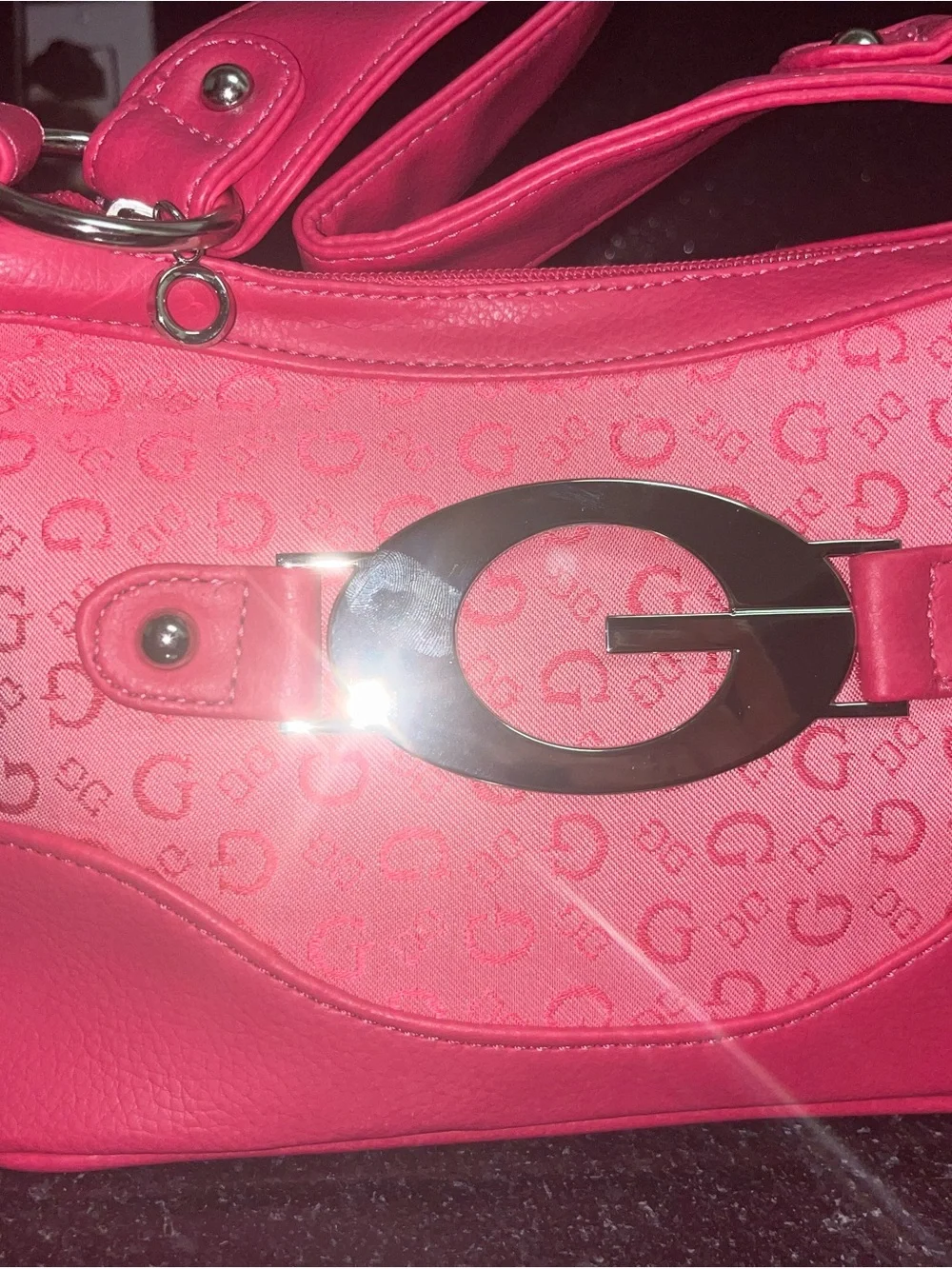 Bright Pink Designer Logo Shoulder Bag